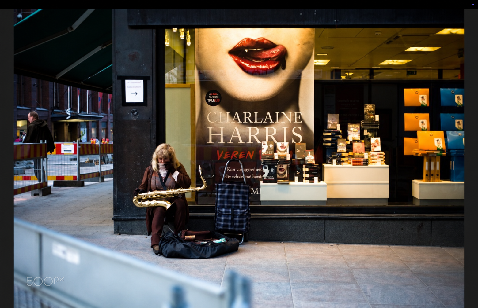 Woman outside a cosmetics shop