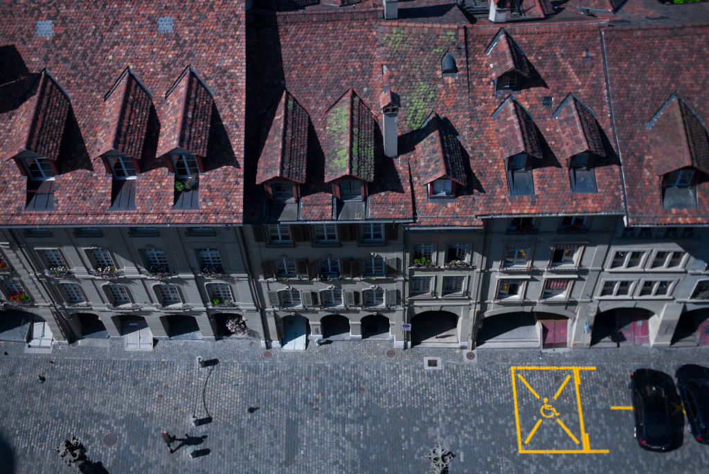 Reflections of rooftops